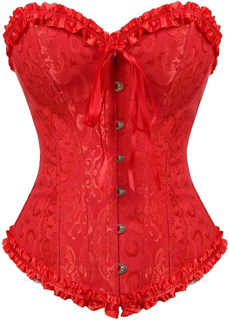 Women Lace up Back Sexy Floral Corset for Women Lingerie Bustier Top Plus Size | Amazon (US)