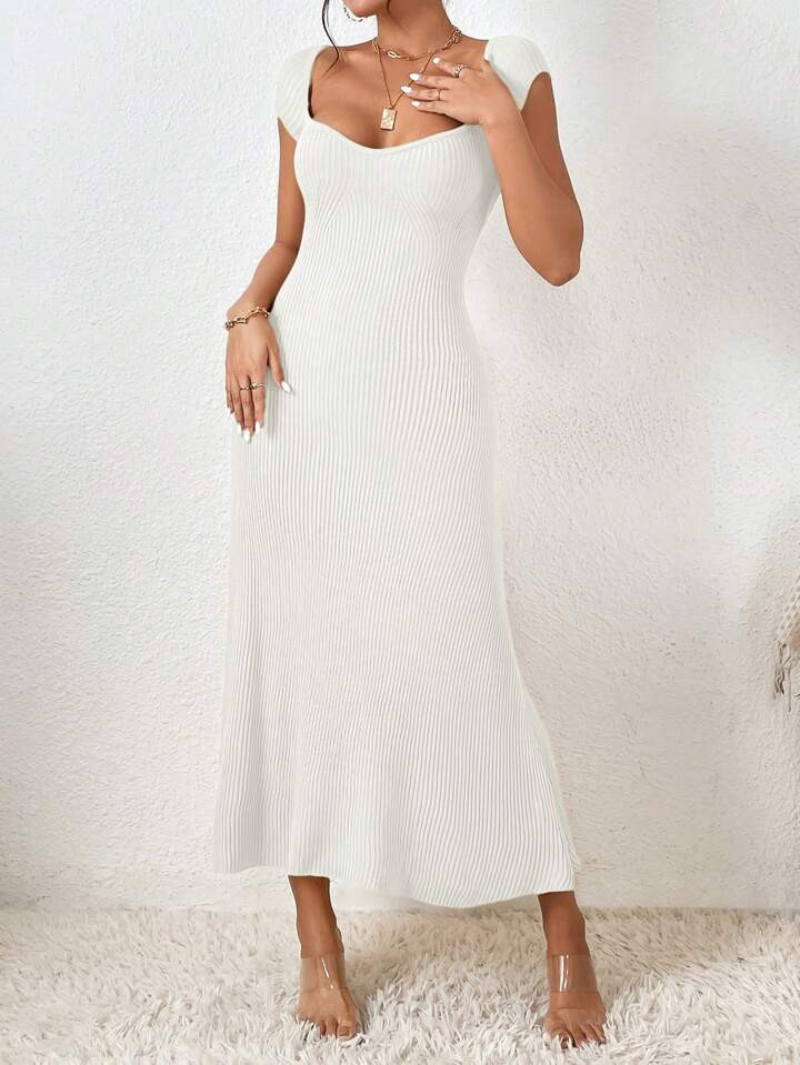 SHEIN Privé Women's Elegant Commuting Tight Knitted Bodycon Sweater Dress With Mermaid Hem For S... | SHEIN