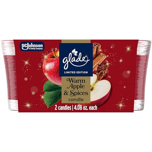 Glade 1-Wick Scented Candle Jar, Warm Apple & Spices, Air Freshener Infused with Essential Oils, 4.08 Oz, 2 Count | Amazon (US)