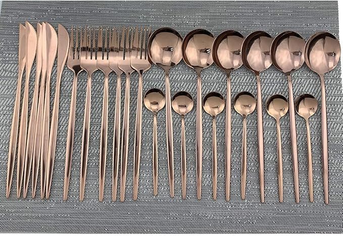 Gugrida 24-Piece Silverware Set - 18/10 Stainless Steel Reusable Utensils Forks Spoons Knives Set... | Amazon (US)