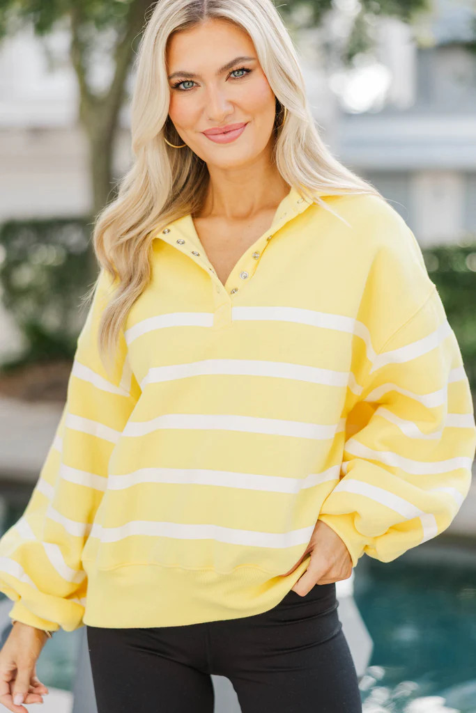 Off The Clock Yellow Striped Tunic | The Mint Julep Boutique