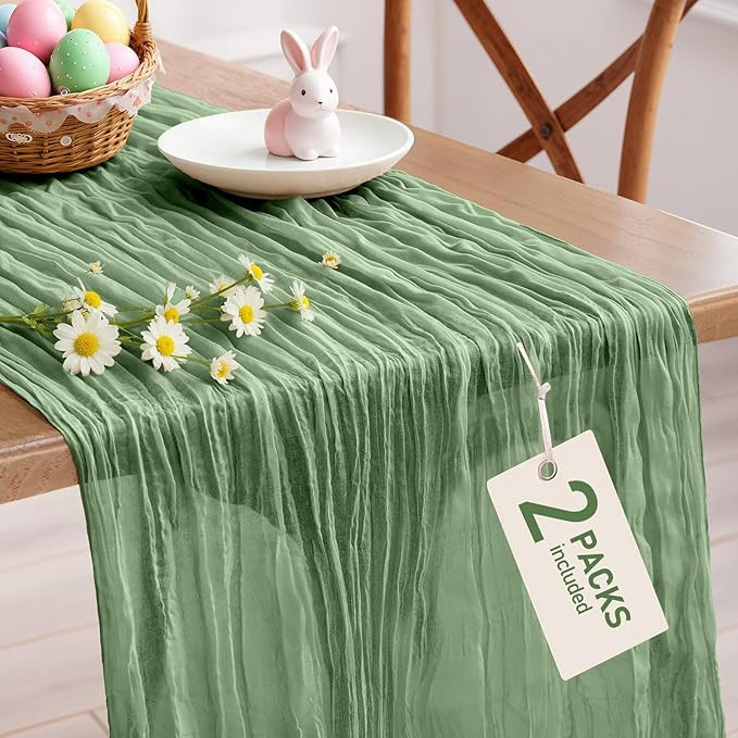 Pureegg 2-Pack Cheesecloth Table Runner, 120'' Easter Spring Boho Gauze Table Runner Decorations ... | Amazon (US)
