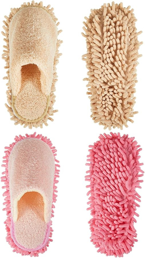 Jecery 2 Pair Microfiber Slippers Floor Cleaning Chenille Mop Slippers Washable Cleaning Slippers... | Amazon (US)