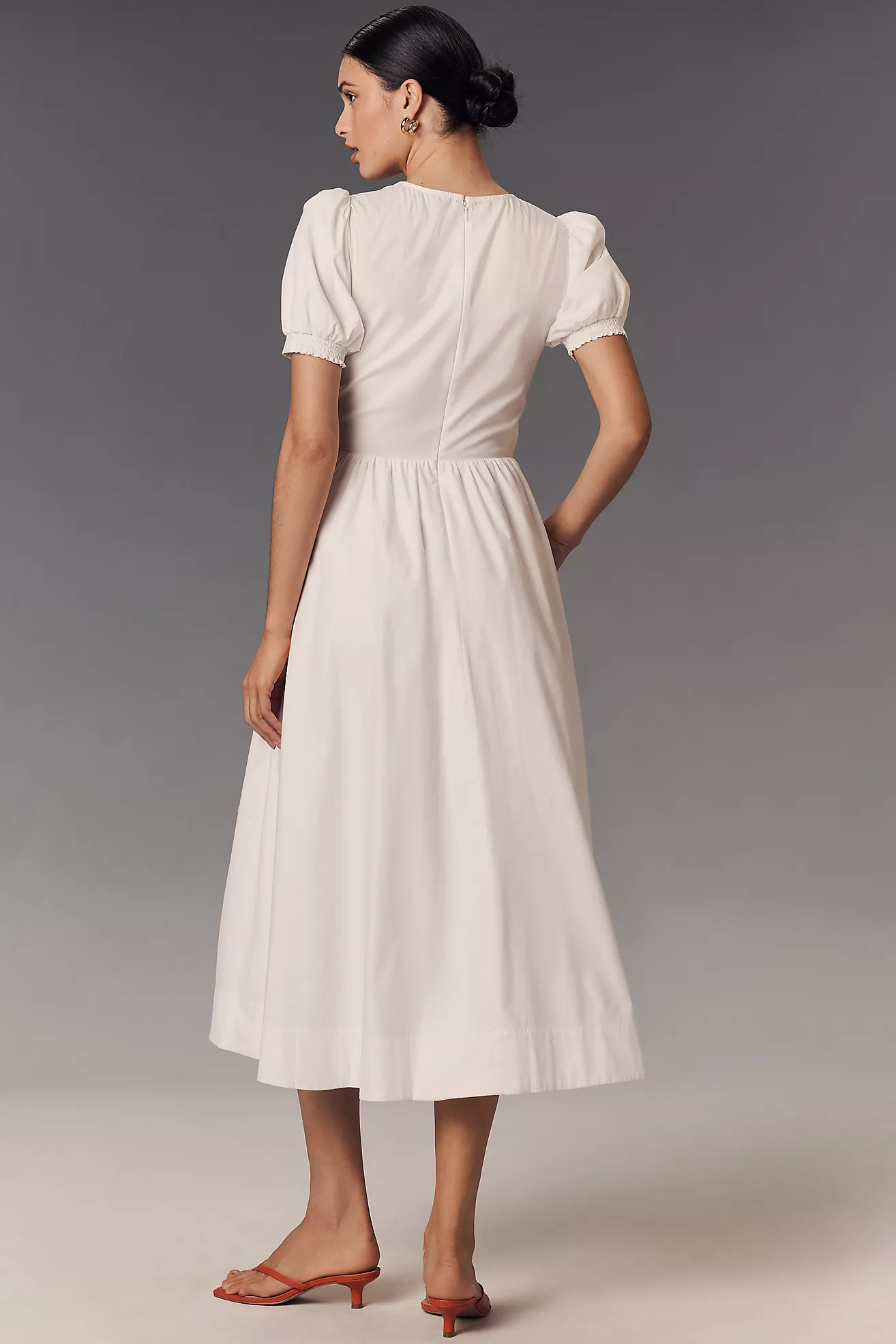 Reformation Noor Puff-Sleeve Midi Dress | Anthropologie (US)