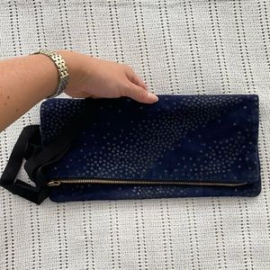 Clare V Navy Suede Foldover Pouch | Poshmark
