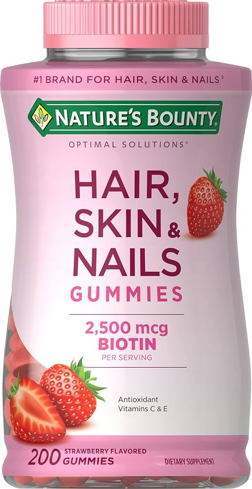 Nature's Bounty Vitamin Biotin Optimal Solutions Hair, Skin and Nails Gummies, 200 Count | Amazon (US)