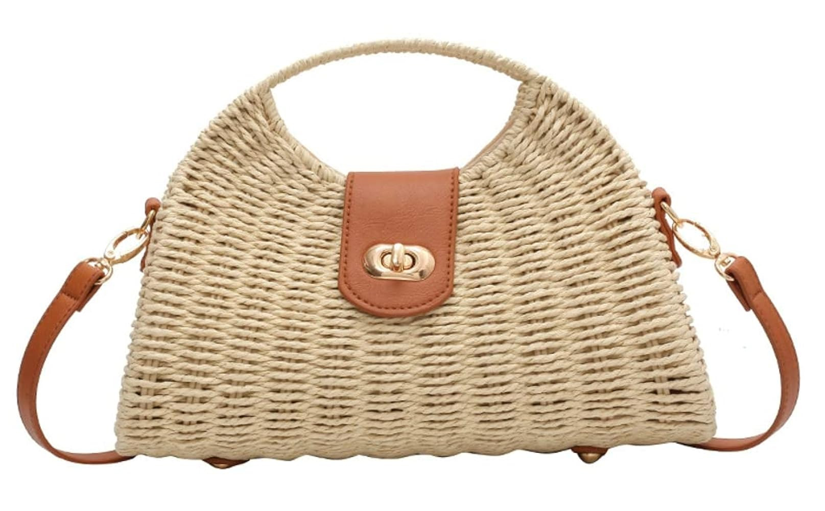 Women's Handwoven Straw Crossbody Tote Bag - Rattan Top Handle Shoulder Handbag for Summer Beach ... | Amazon (US)
