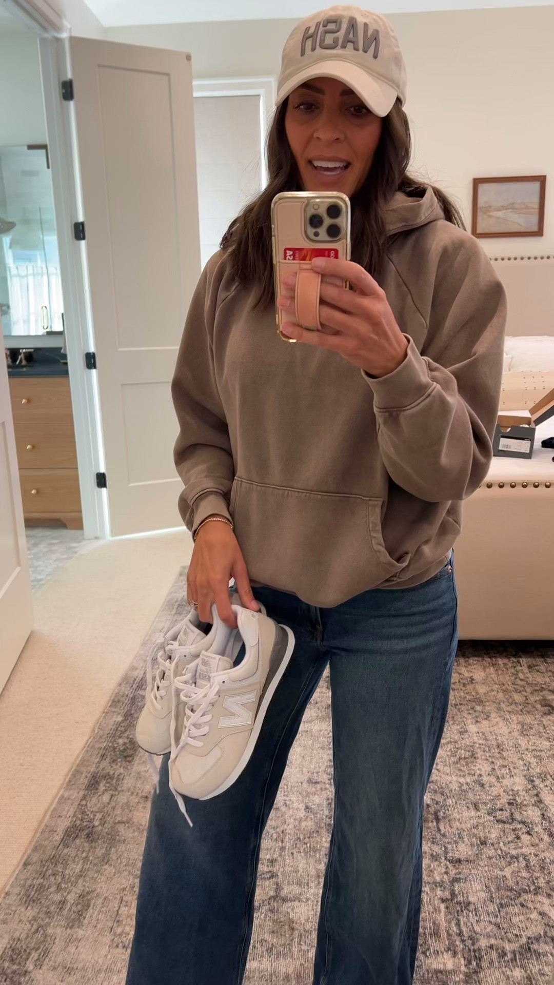 Ok these shoes are SO comfortable! They are the New Balance 574 grey and cream. I’m in a size 7 and they fit true to size. 
They will be so cute paired with a pair of jeans, sweats, shorts or even a cute skirt or dress  

#LTKootd #LTKOver40 #LTKPetite