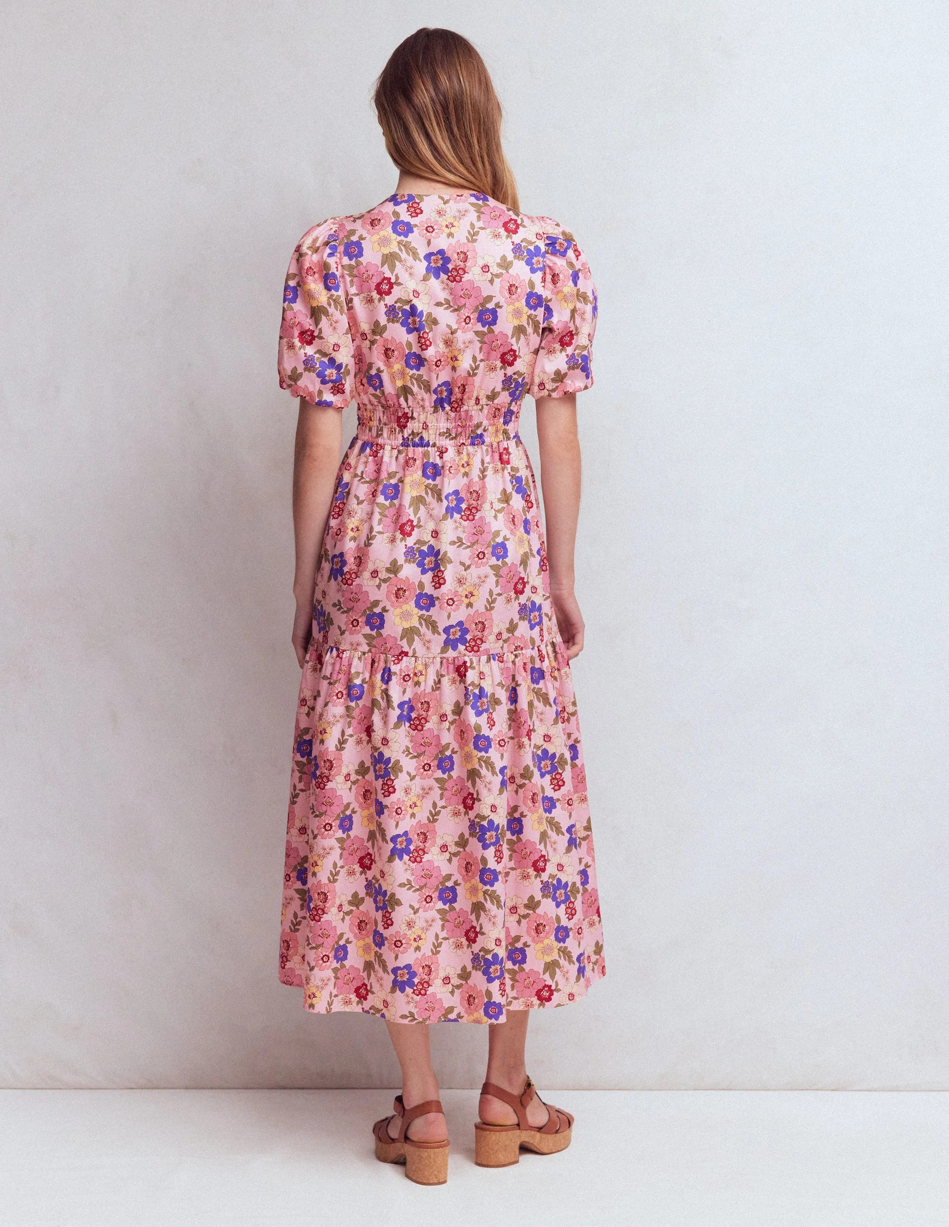 Irene Puff Sleeve Cotton Dress-Ivory Green Spot | Boden (US)