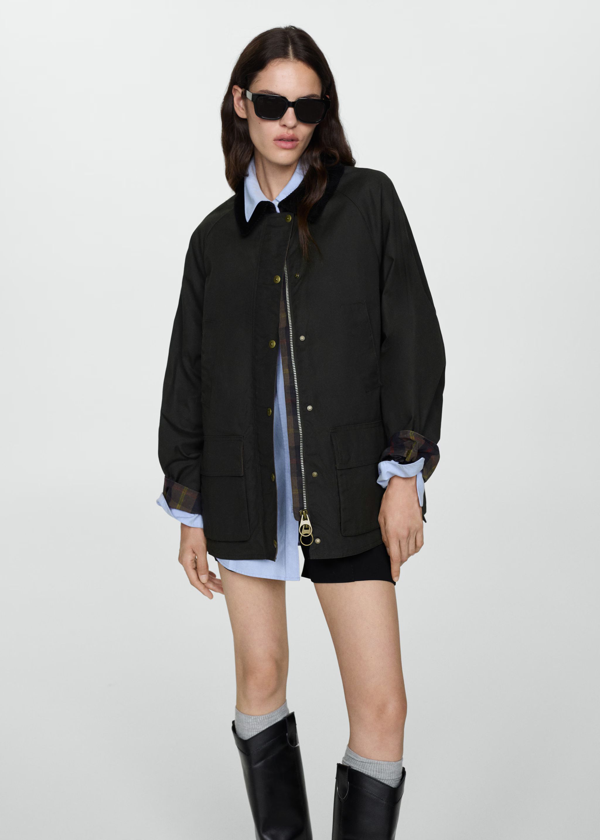 Waxed-effect short parka - Woman | MANGO United Kingdom | MANGO (UK)