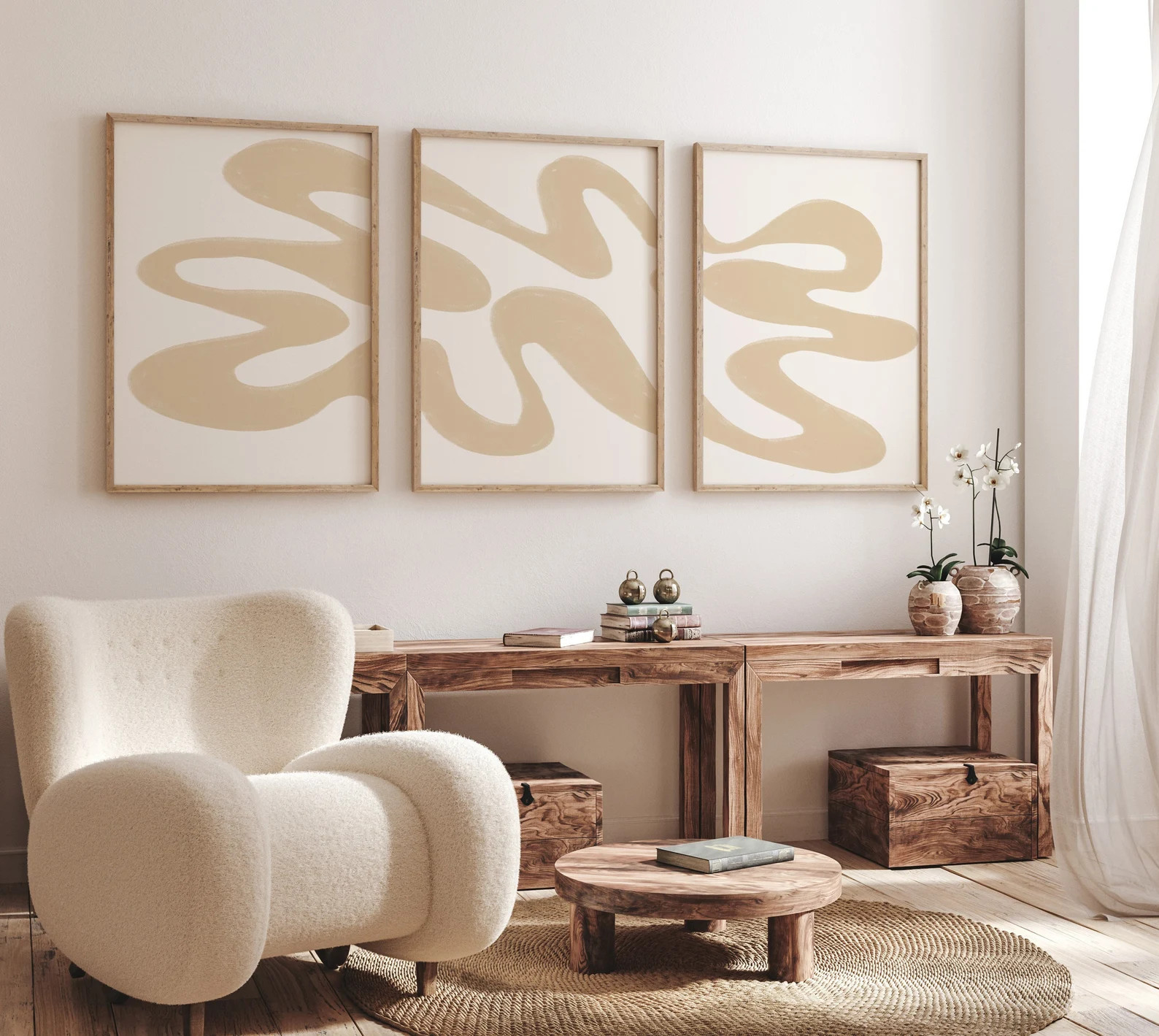 Abstract Beige Art Prints, Set of 3 (Digital Download) | Etsy (Global)