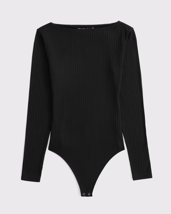 Long-Sleeve Wide Rib Slash Bodysuit | Abercrombie & Fitch (UK)