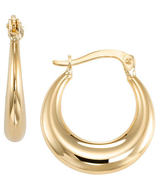 Grated Round Hoop Earrings in 10k Yellow Gold | Macy's