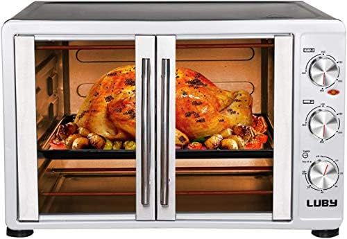 Luby Large Toaster Oven Countertop French Door Designed, 18 Slices, 14'' pizza, 20lb Turkey, Silv... | Amazon (US)