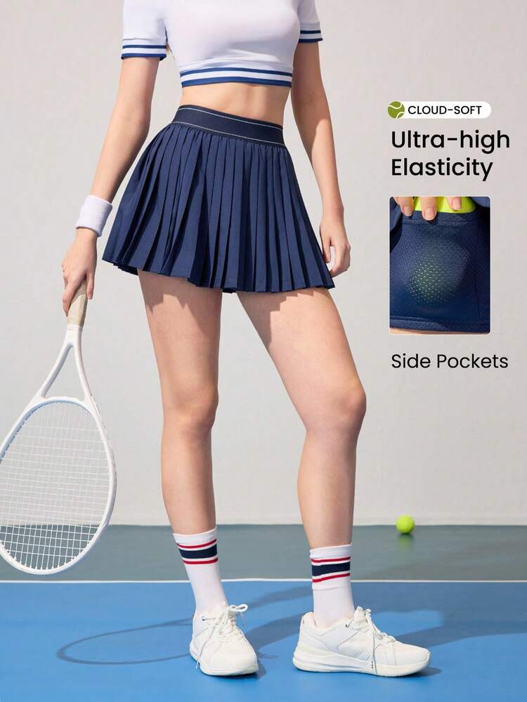 CourtClass Summer Casual Versatile Pleated Yoga Sports Skirt Shorts Tennis Skirts For Women Pleat... | SHEIN