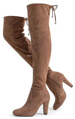 Vepose Women's Over The Knee Boots, 3.7" Inch Long Thigh High Boot, 993 - Mocha Brown Suede, Size 8.5 US - High Heel with Inner Zipper (CJY993 Mocha Brown 08.5) | Amazon (US)