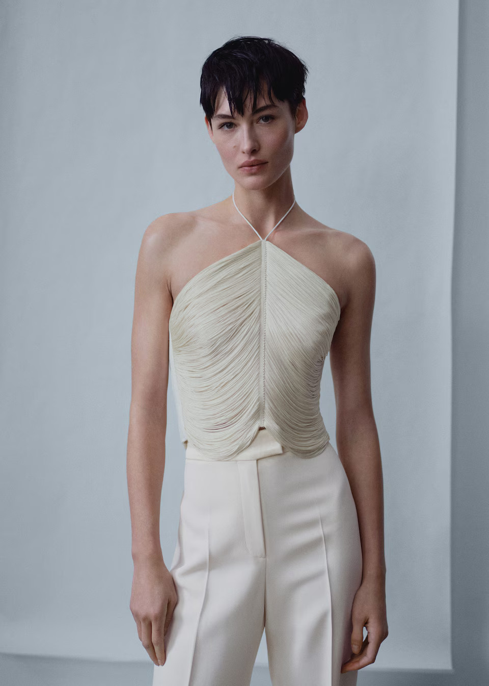 Fringed halter top | MANGO (US)