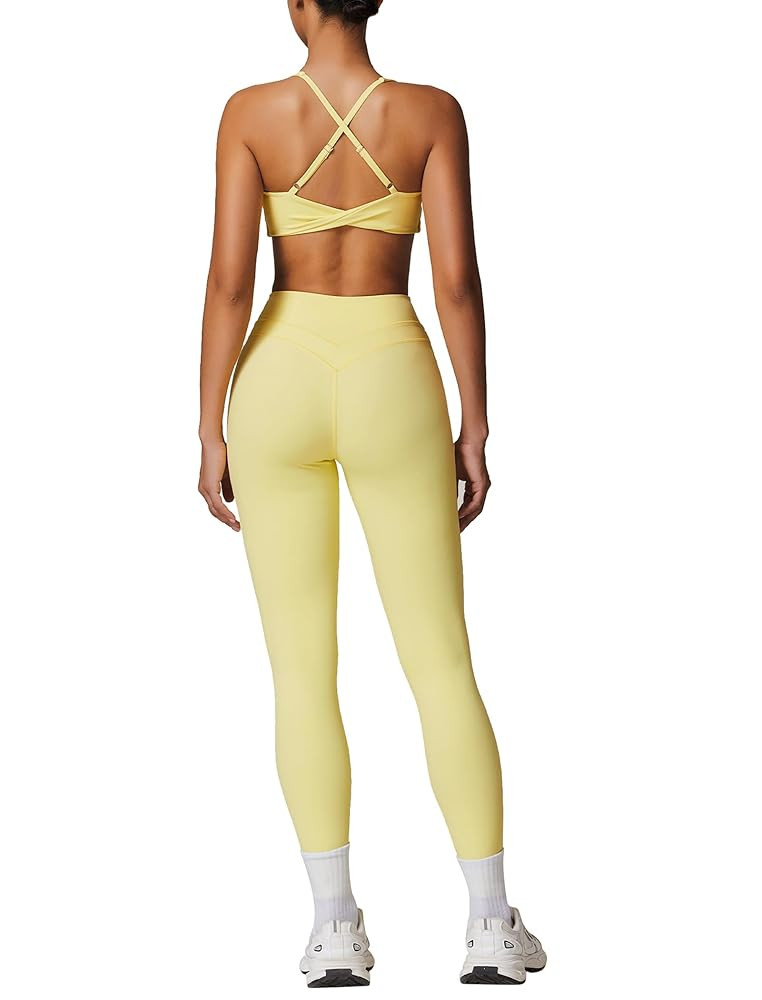 Womens Workout Sets Adjustable Straps Sports Bras and High Waist Leggings Sets Pilates 2 Piece Ou... | Amazon (US)