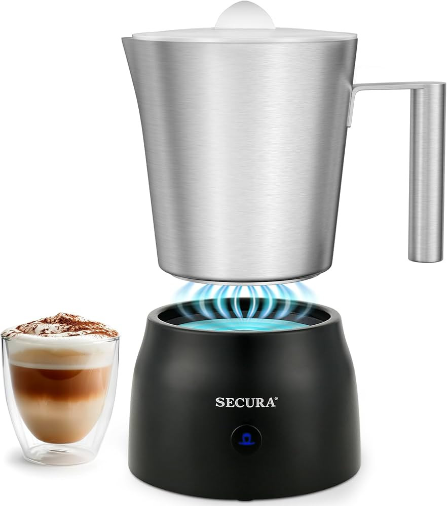 Secura Detachable Milk Frother, 17oz Electric Milk Steamer Stainless Steel, Automatic Hot/Cold Fo... | Amazon (US)