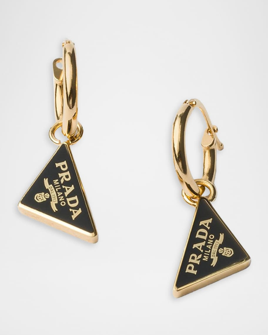 Enameled Metal Logo Earrings | Neiman Marcus