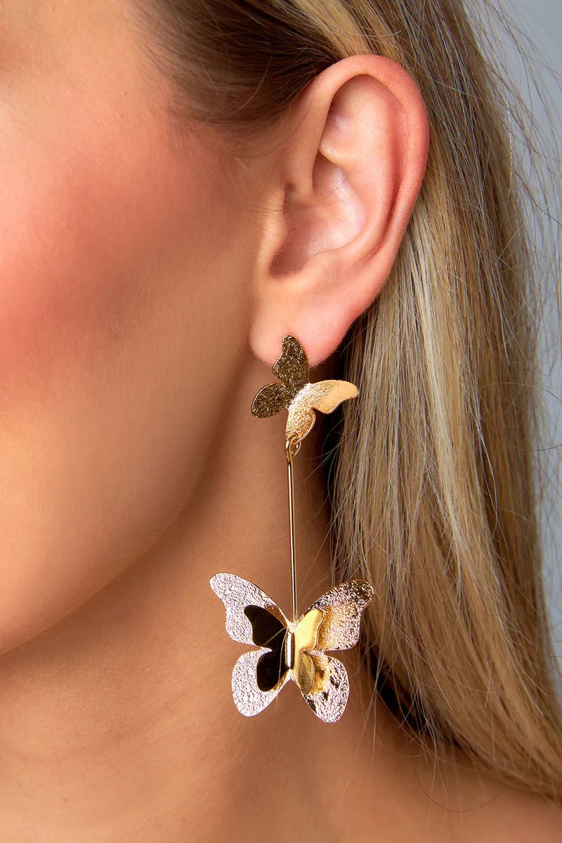 BuddyLove X Treasure Jewels | Double Butterfly Earrings | Gold | BuddyLove