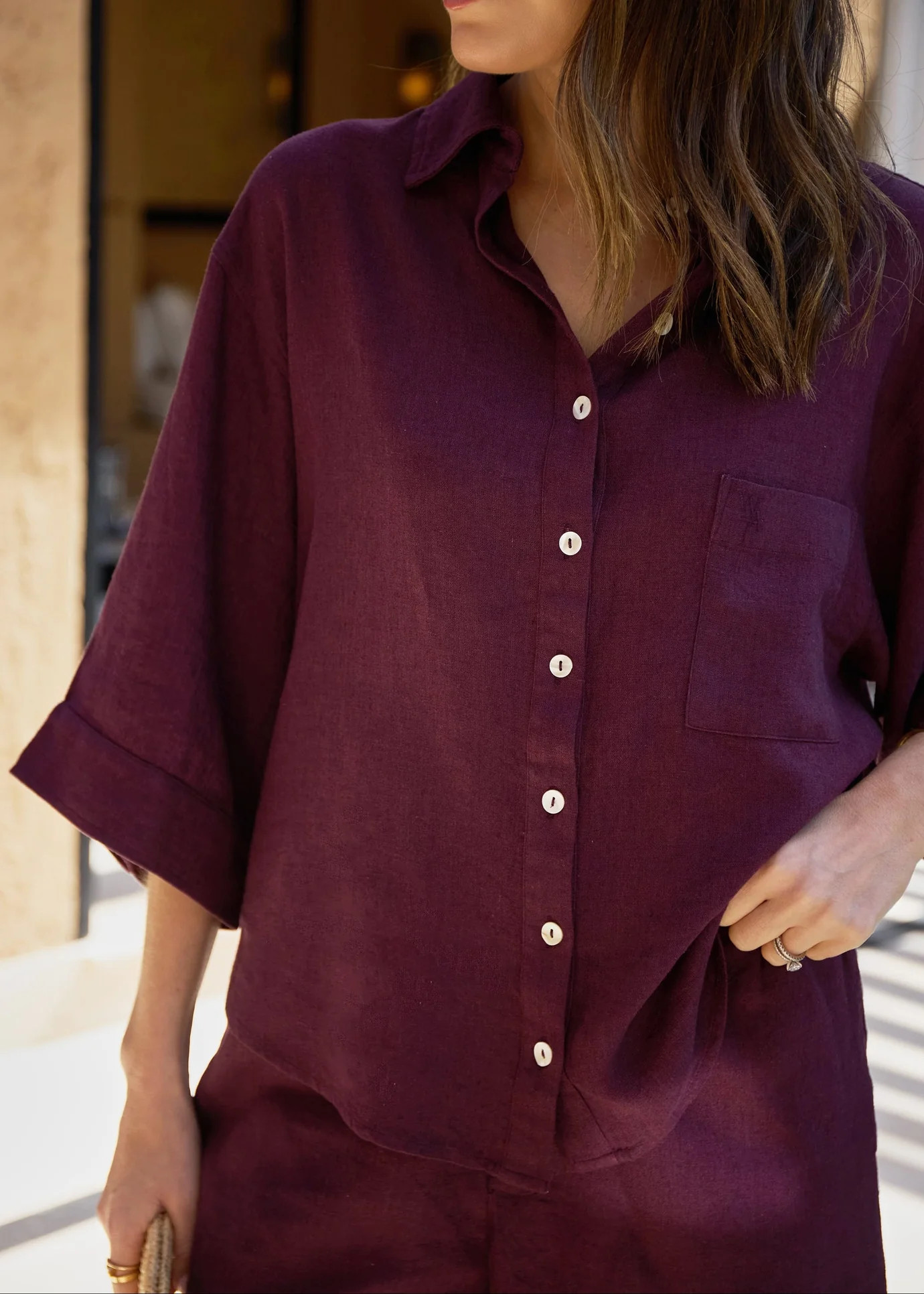 RELAXED LINEN SHIRT - PLUM | WAT The Brand