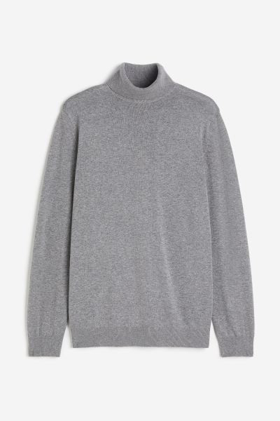 Slim Fit Fine-knit Turtleneck Sweater - Gray melange - Men | H&M US | H&M (US + CA)