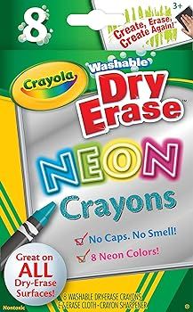 Crayola, Dry-Erase Neon Crayons, Art Tools, 8 Count, Washable, Perfect for Classroom Art Activiti... | Amazon (US)