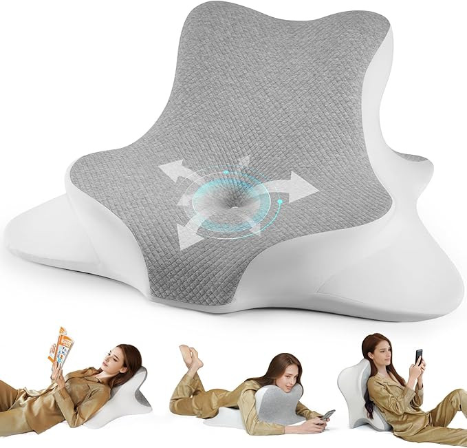 Reading Pillow for Bed, Lying, Leaning and Prone, Ergonomic Memory Foam Bed Wedge Pillow for Head... | Amazon (US)