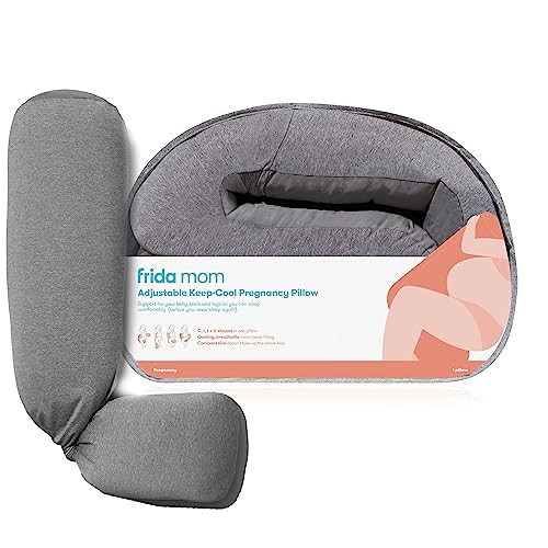 Frida Mom Pregnancy Pillow, Body Pillow, Cooling Pillow, Adjustable for Comfortable Sleep and Pregnancy Belly Support, Back Support, and Leg Support, Gray | Amazon (US)