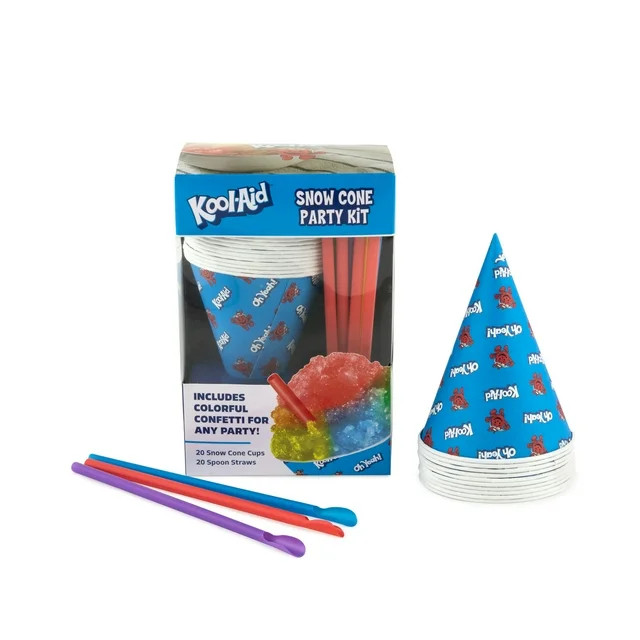 Kool-Aid 20-Count Snow Cone Cups & Spoon Straws Party Kit, Blue | Walmart (US)