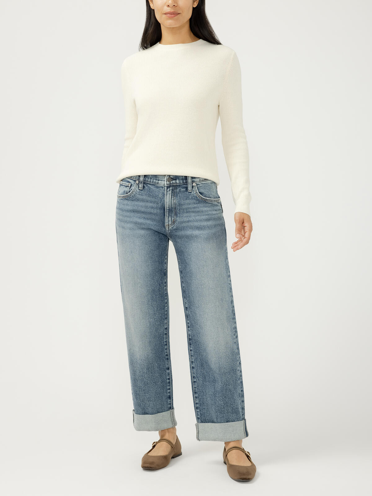 Relaxed Mid Rise Straight Leg Jeans | Silver Jeans US
