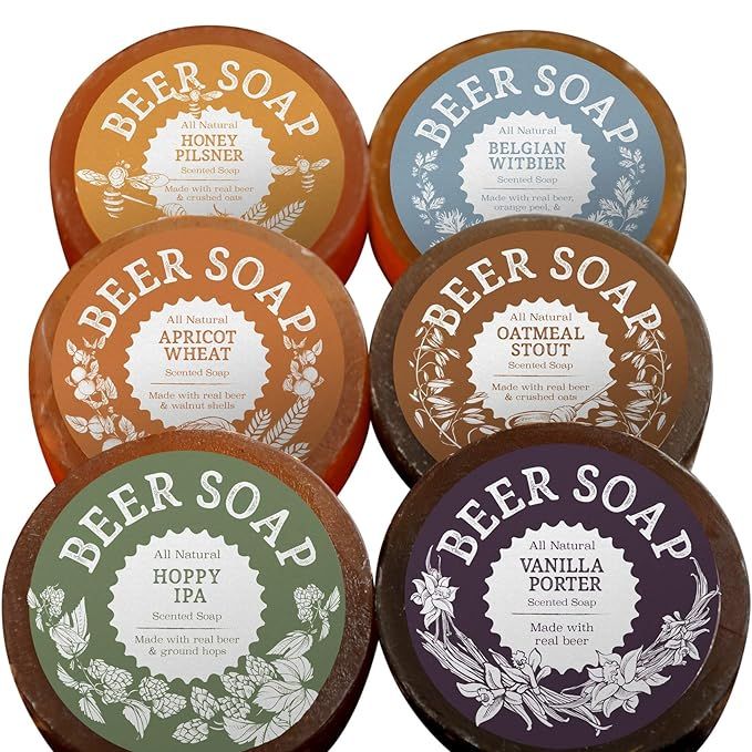 BEER SOAP 6-PACK - All Natural + Made in USA - Actually Smells Good! Perfect Craft Beer Gift Set ... | Amazon (US)