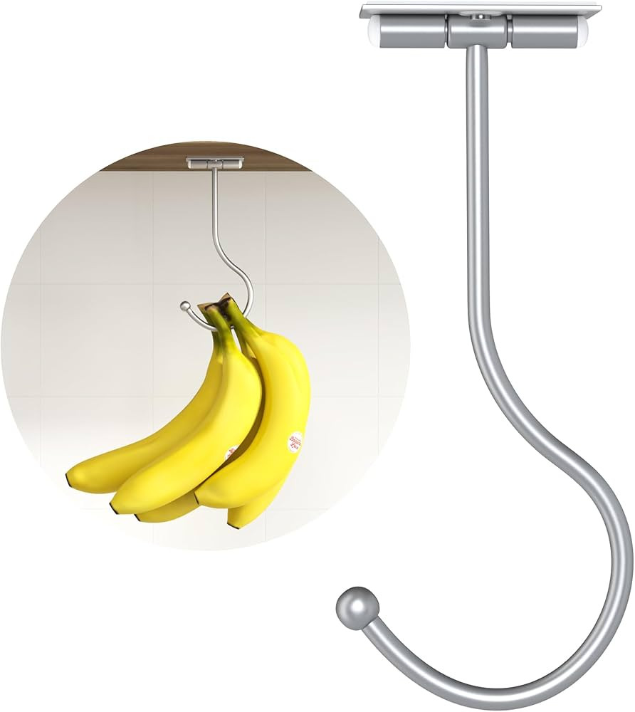 Folding Banana Hook Silver - Banana Hanger Under Cabinet, Under Counter Banana Hook Foldable Adhe... | Amazon (US)