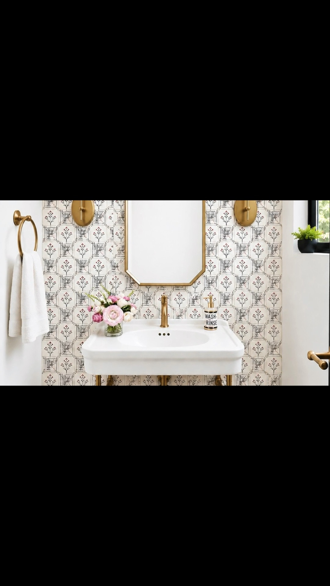 Is your powder room guest-ready?

As we head toward fall and holiday gathering season, this is one of the smallest spaces that can leave the biggest impression.

A classic console sink keeps the room feeling open and airy, while the warm brass base and matching faucet add a refined touch of luxury. The softly patterned wallpaper gives the room depth and personality without overwhelming it, and the elegant mirror and statement sconces complete the timeless, collected look.

Finish with fresh hand towels, beautifully packaged soap, and a small floral arrangement—simple details that make every guest feel thoughtfully welcomed.

Shop the console sink, brass faucet, mirror, wall sconces, wallpaper, hand towels, soap dispenser, and floral arrangement.

#GuestReady #PowderRoom #PowderRoomDesign #PowderRoomDecor #ConsoleSink #BathroomSink #BrassFaucet #BrassHardware #BathroomMirror #WallSconce #BathroomLighting #Wallpaper #GuestBathroom #HolidayHosting #GatheringSeason #BathroomDesign #ClassicModern #TimelessDesign #InteriorDesign #LTKHome #LTKdayinmylife #LTKSaleAlert

#LTKdayinmylife #LTKHome #LTKSaleAlert