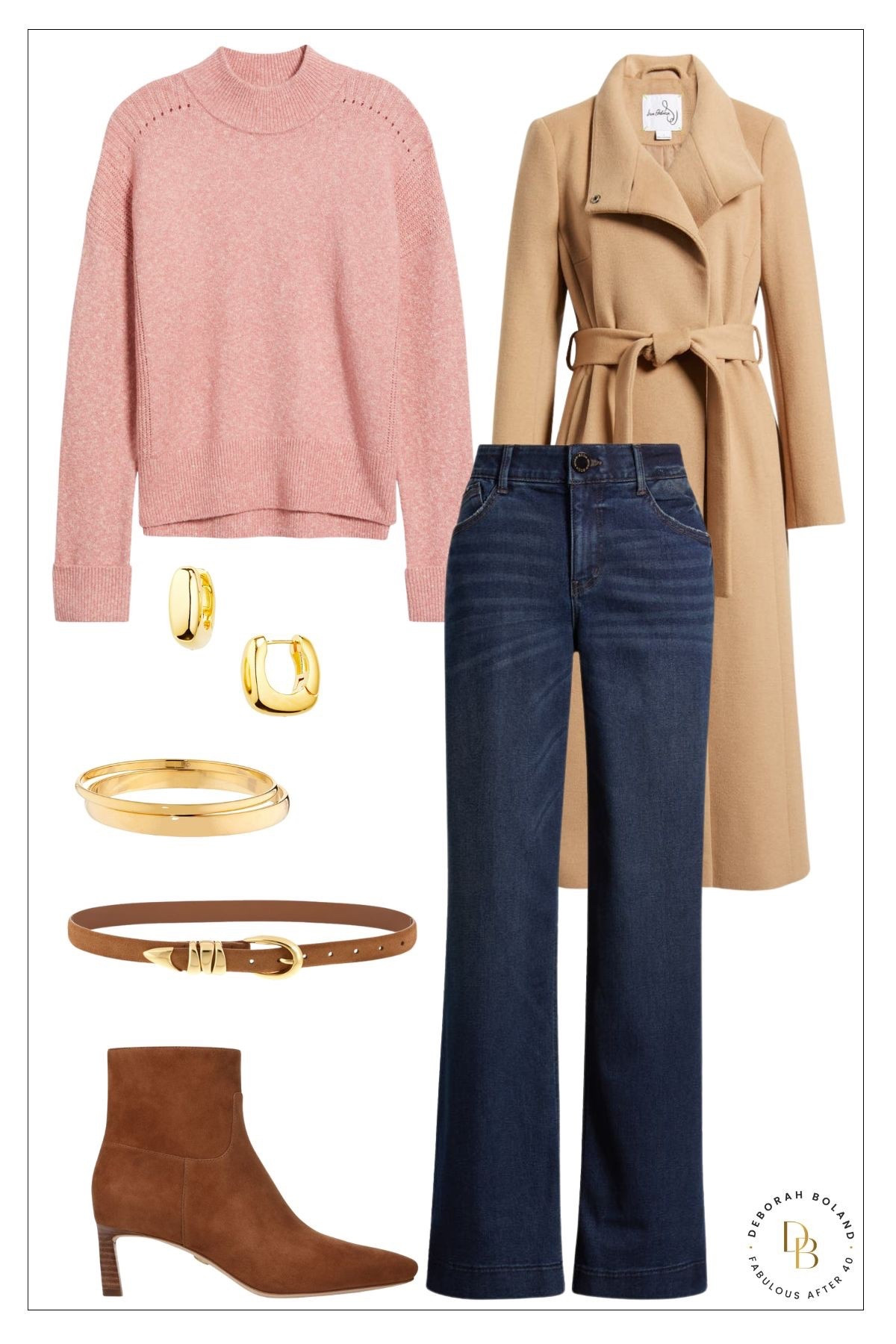 Soft meets structured in the best way 💕 This pink sweater adds a cozy pop of color under a classic camel coat, while dark wash wide-leg jeans and suede booties keep things polished yet relaxed. Snag the whole look on sale now at the Nordstrom Anniversary Sale! 🍂 #NordstromAnniversarySale #FallStyle #Over50Style #CozyChic #ModernClassic #EffortlessLayers

#LTKOver40 #LTKSeasonal #LTKSaleAlert