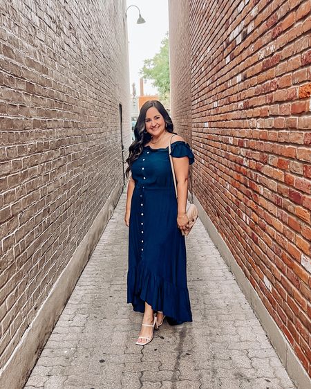 The perfect end of summer dress in a fall color, but a summer cut 🩷

Wearing an XL in this navy blue high low dress with cute little off the shoulder sleeves. Under $40.

Navy blue dress, casual dress, curvy dress, curvy outfit, midsize dress, midsize outfit, midi dress, strapless bra, nude heels

#LTKcurves #LTKmidsize #LTKunder50