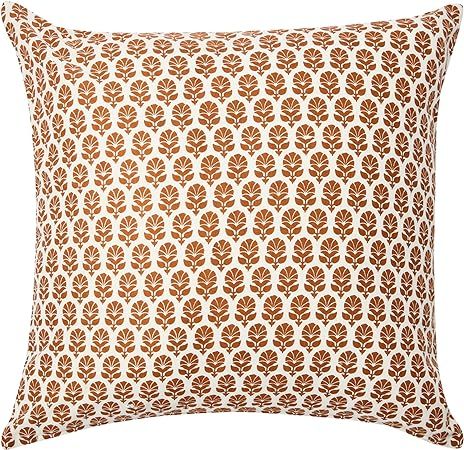 Creative Co-Op 20" Square Block Print Pillow Decorative Pillow, 20" x 20", Sienna Floral | Amazon (US)