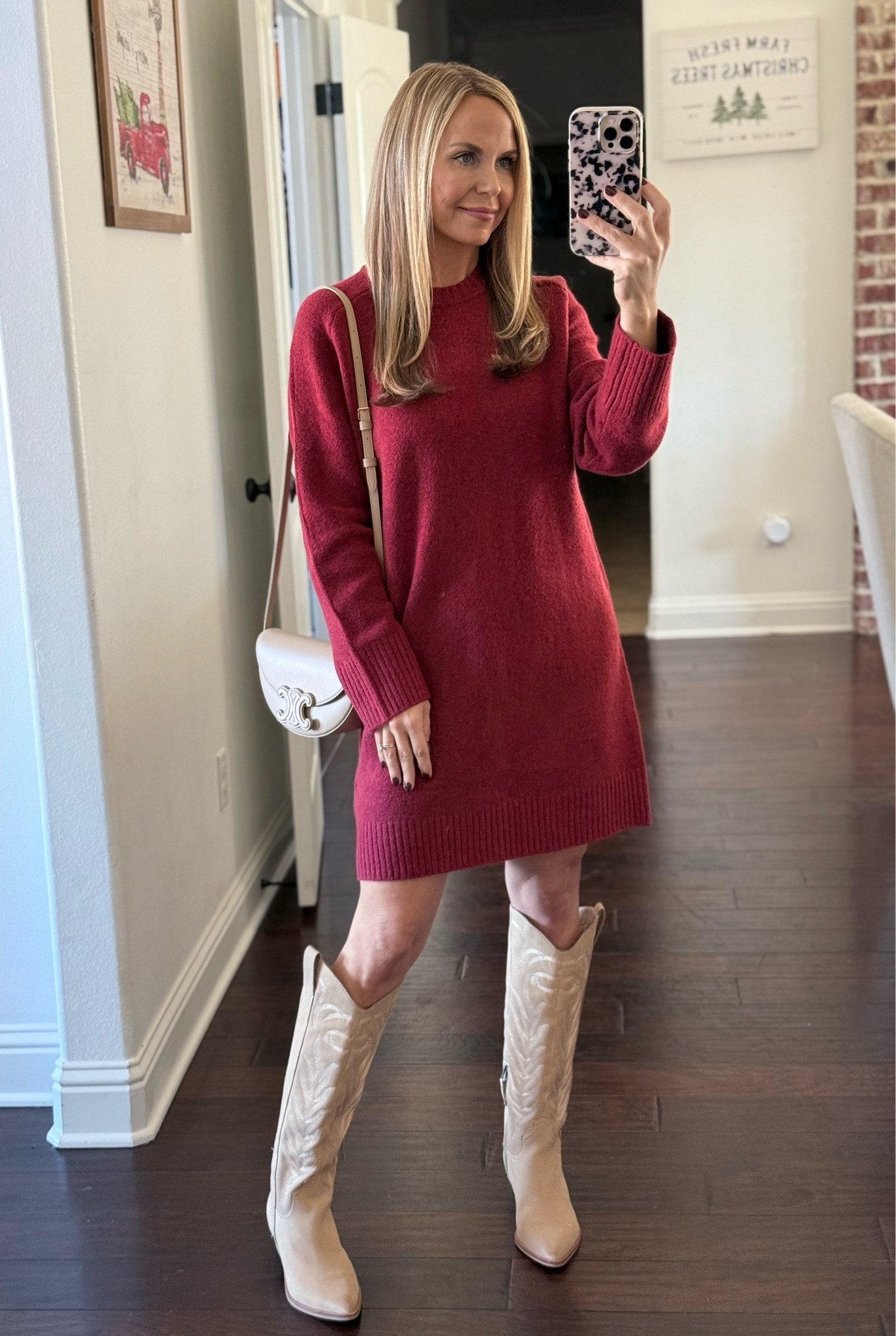 Burgundy sweater dress 

#LTKFindsUnder100 #LTKSeasonal #LTKStyleTip