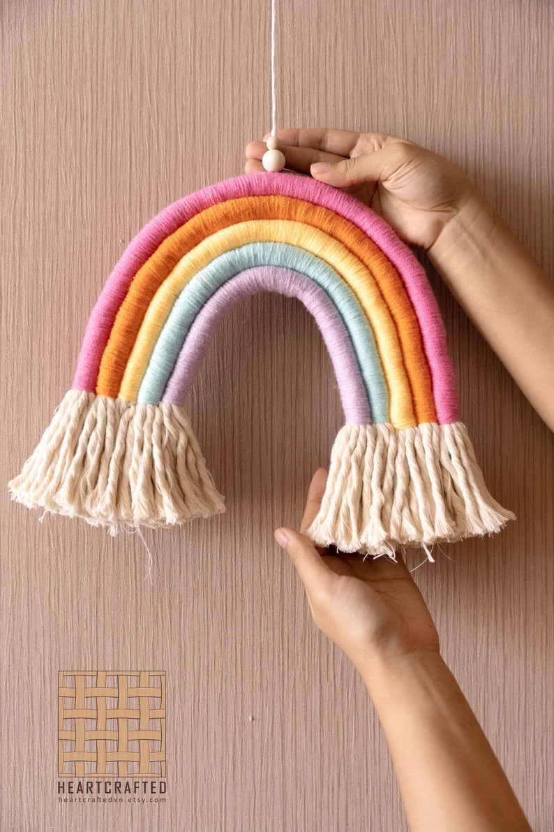 Personalized Macrame Rainbow Hanger, Pride LGBTQ Gay Pride Decor, Wall Decor Hand Woven,  Baby Sh... | Etsy (US)