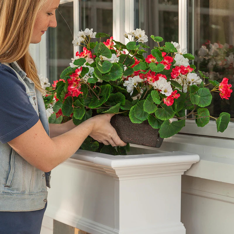 Everlasting Faux Red & White Geranium Window Box Filler | Plow & Hearth | Plow & Hearth