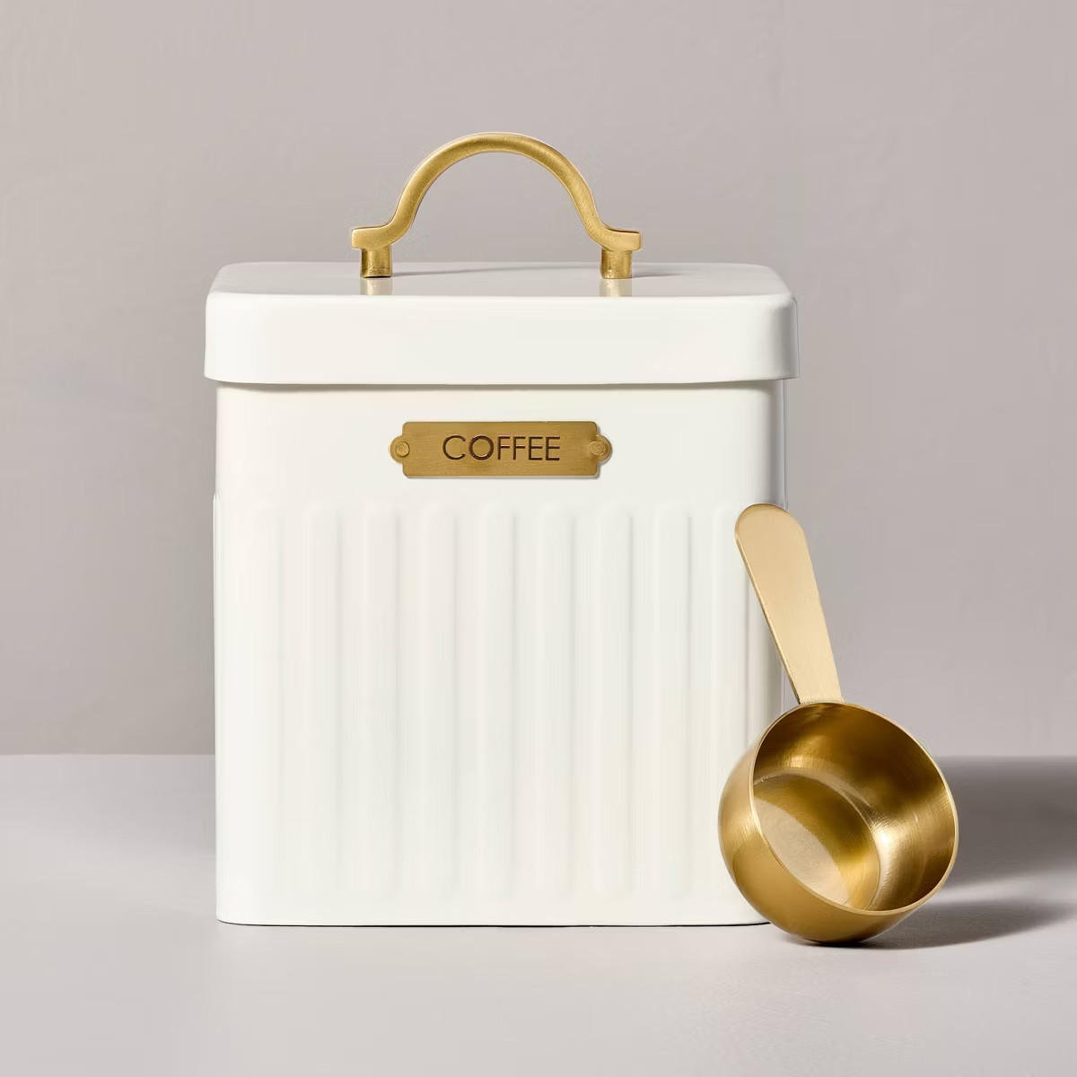 Metal Coffee Tin with Scooper Cream/Brass - Hearth & Hand™ with Magnolia | Target