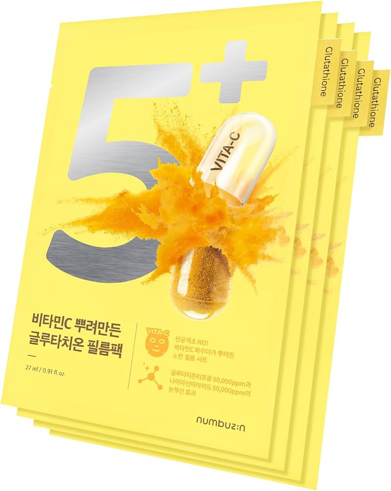 numbuzin No.5 Sheet Mask | Vitamin Spotlight Sheet Mask | Glutathione and Vitamin C | Reduces Hyp... | Amazon (US)
