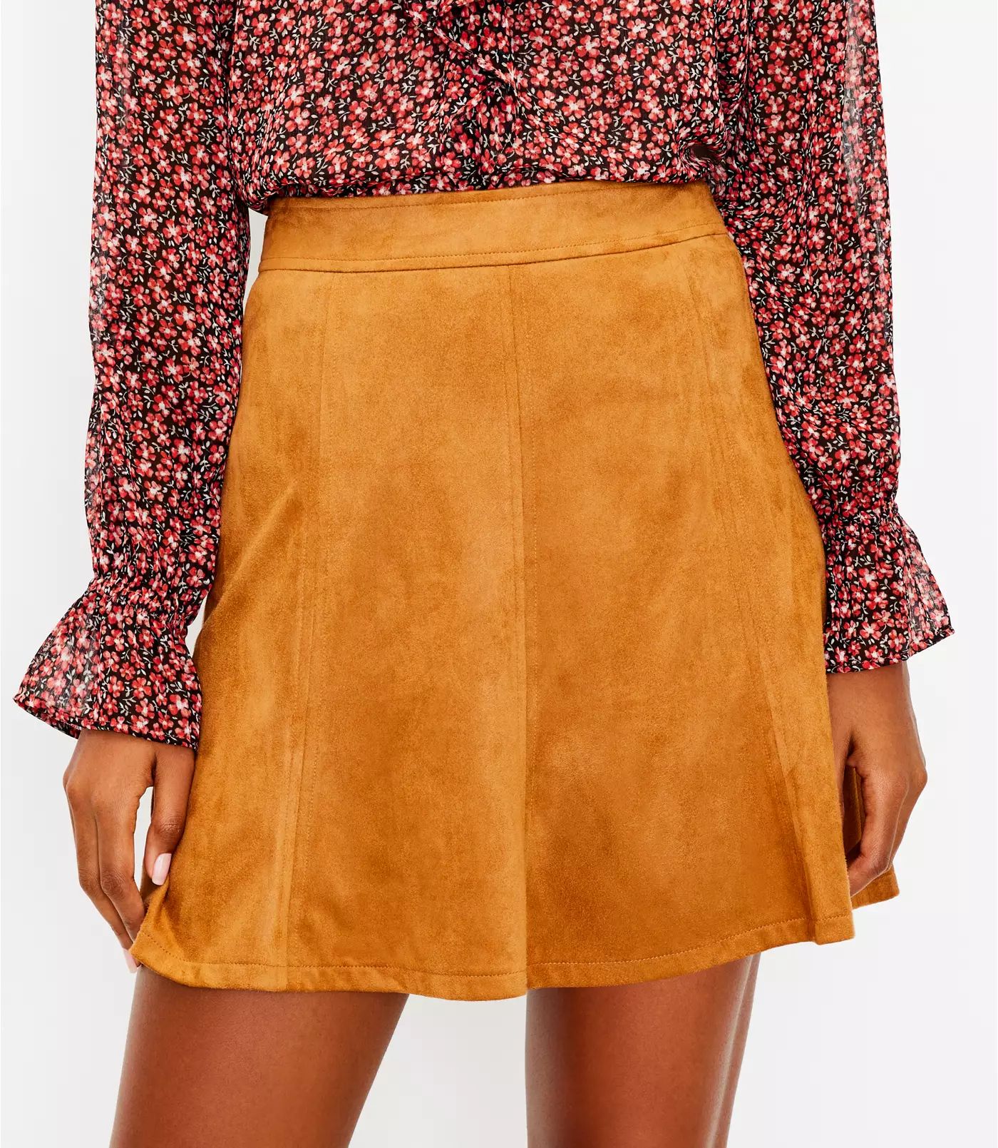 Faux Suede Seamed Skirt | LOFT