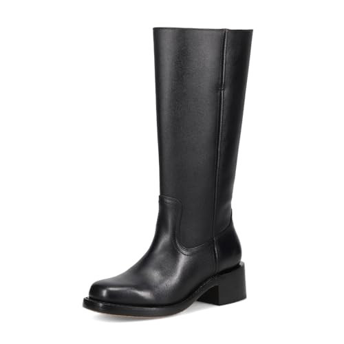Frye Campus 14L Wide Calf Iconic Tall Boots for Women Crafted from Signature Montana Leather with Goodyear Welt Construction and Stacked Leather Heel – 13” Shaft Height, Black - 8.5 M | Amazon (US)