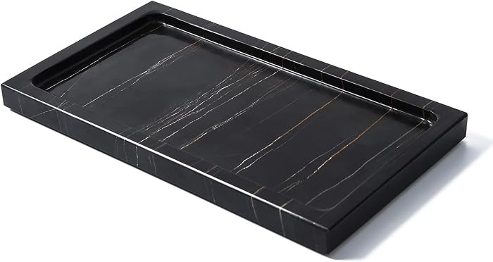 Natural Real Marble Bathroom Vanity Tray Countertop 9'' Makeup Organizer for Dresser, Guest Towel... | Amazon (US)