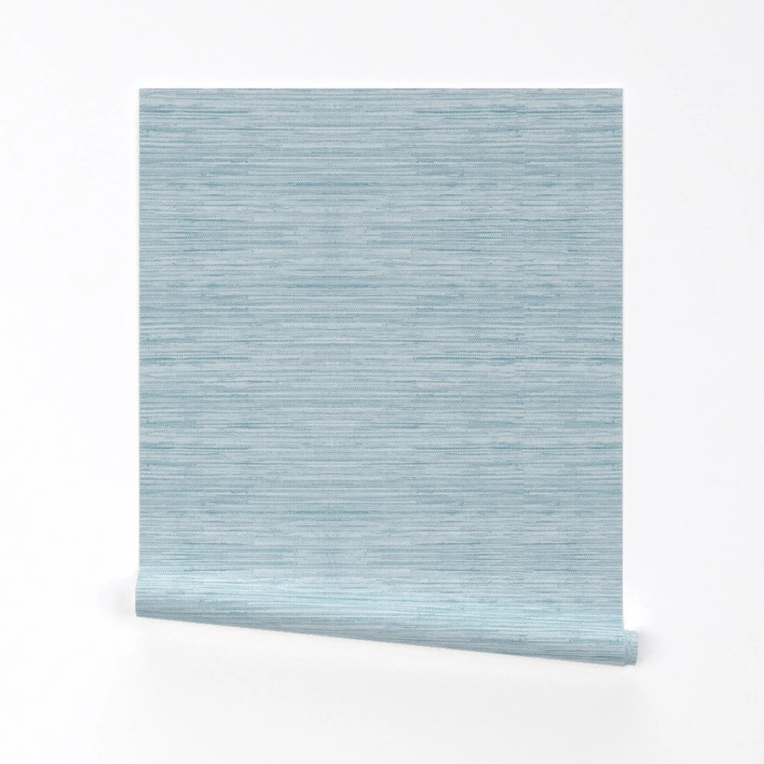 Faux Grasscloth Wallpaper - Grasscloth Coastal Blue by willowlanetextiles - Light Blue Removable ... | Etsy (US)