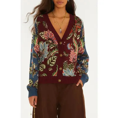 FARM Rio Mixed Delhi Floral Knit Cardigan in Delhi Floral Mixed at Nordstrom, Size X-Large | Nordstrom