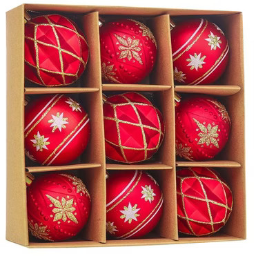9pc Red and Gold Unique Shatterproof Ornament Bauble Set| OrnamentallyYou | Target