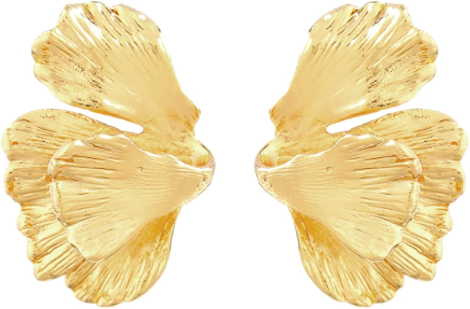 Exaggerated Metal Flower Leaf Stud Post Earring Classic Sparkly Retro Gold Plated Leaves Drop Sta... | Amazon (US)